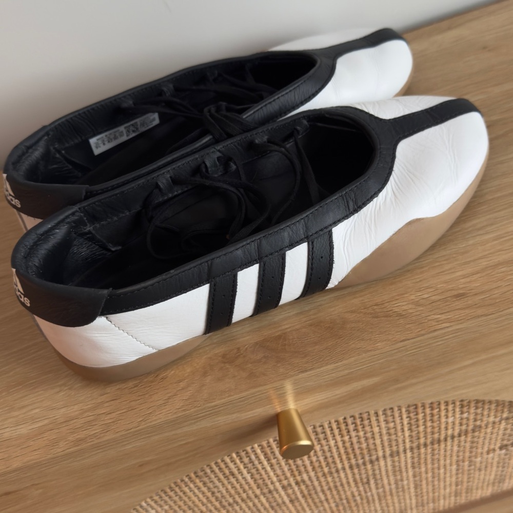 adidas White and Black Ballet Flats with Gum Sole - Picture 3 of 5